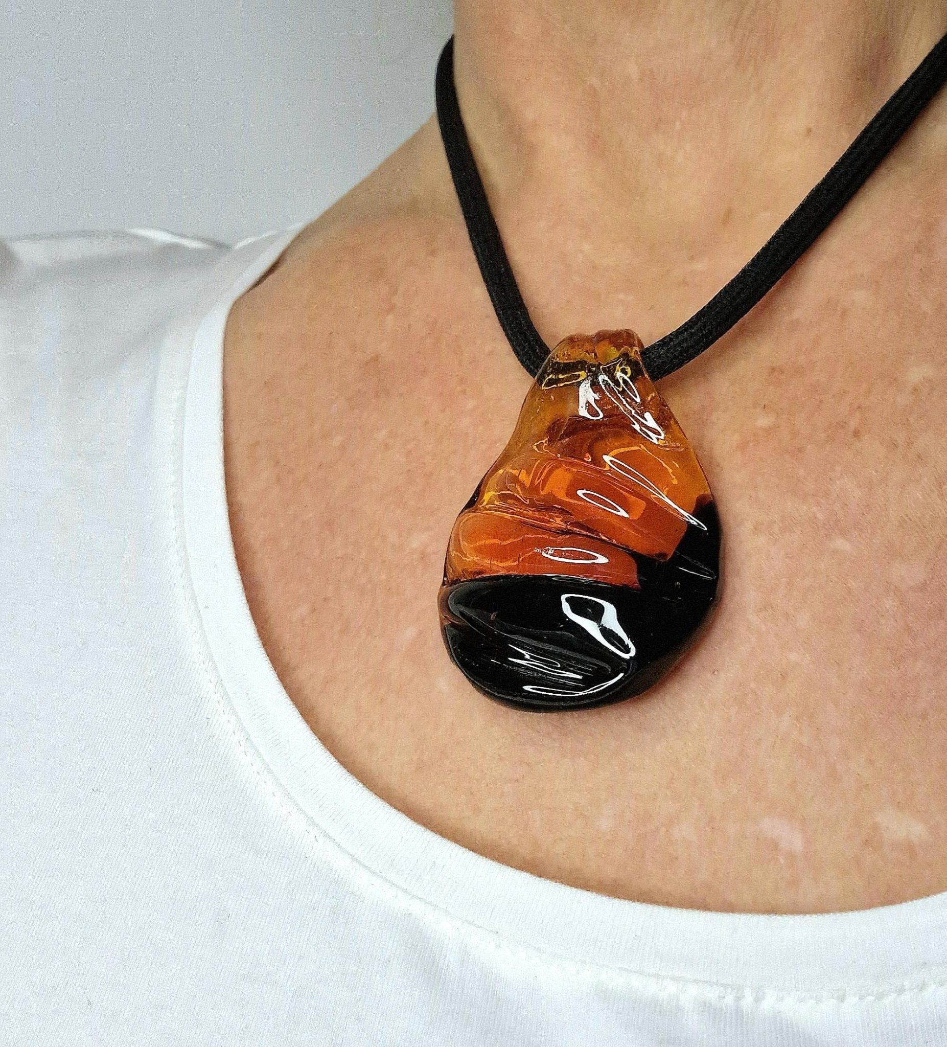 Amelie Murano Glass Pendant - artisan Murano glass pendant detail view