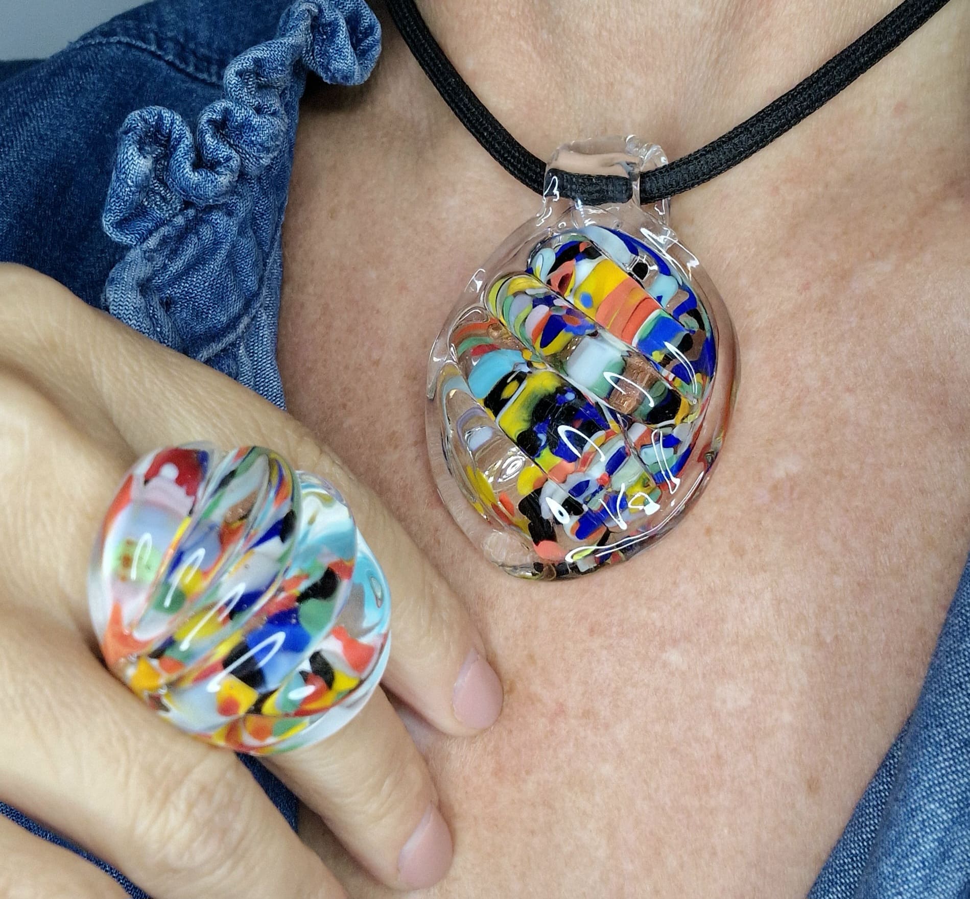 Colombina Murano Glass Pendant - authentic Venetian glass pendant jewelry