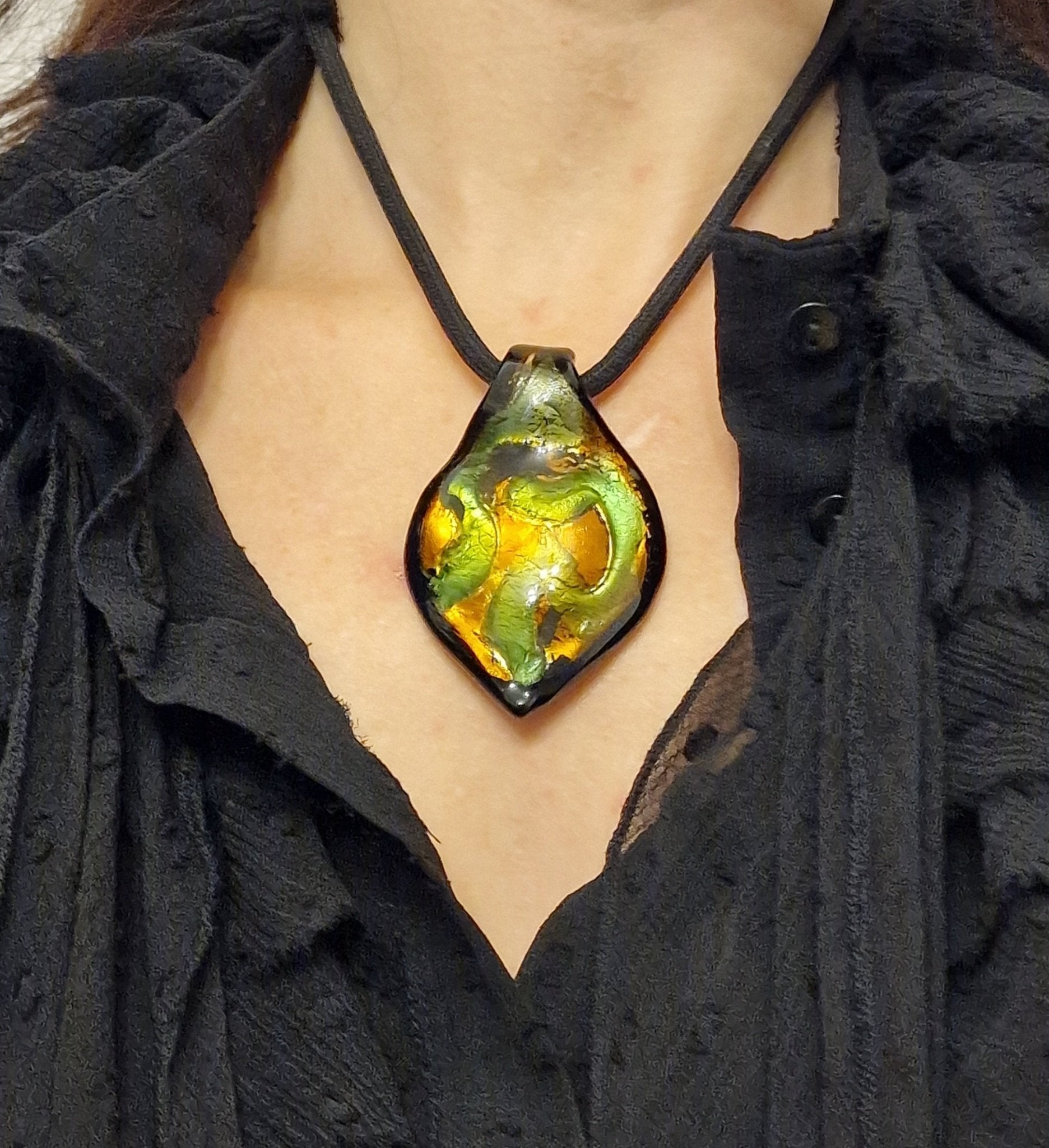 El Dorado Woman Pendant - luxury Murano glass pendant unique piece