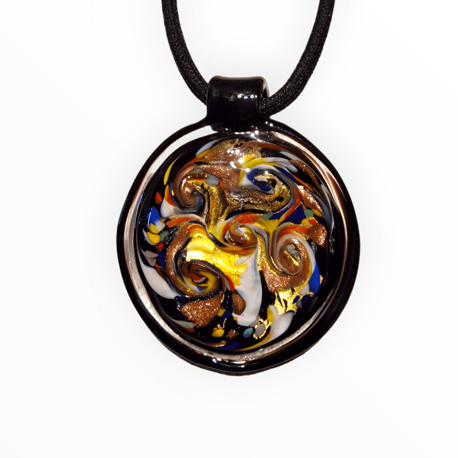 Harlequin Murano Glass Pendant - Venetian artisan jewelry handblown glass