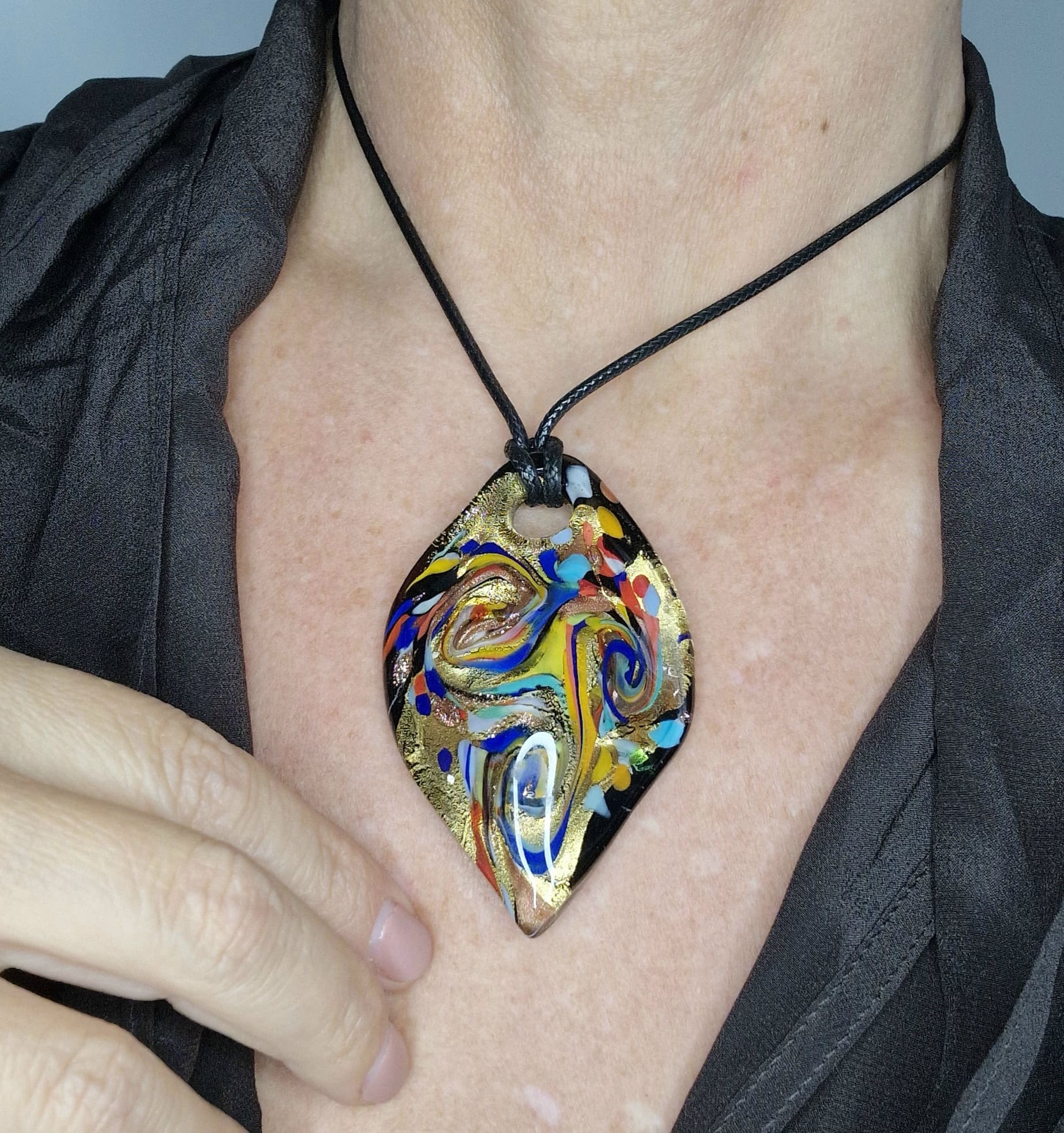 Harlequin Murano Glass Pendant - authentic Venetian glass pendant jewelry