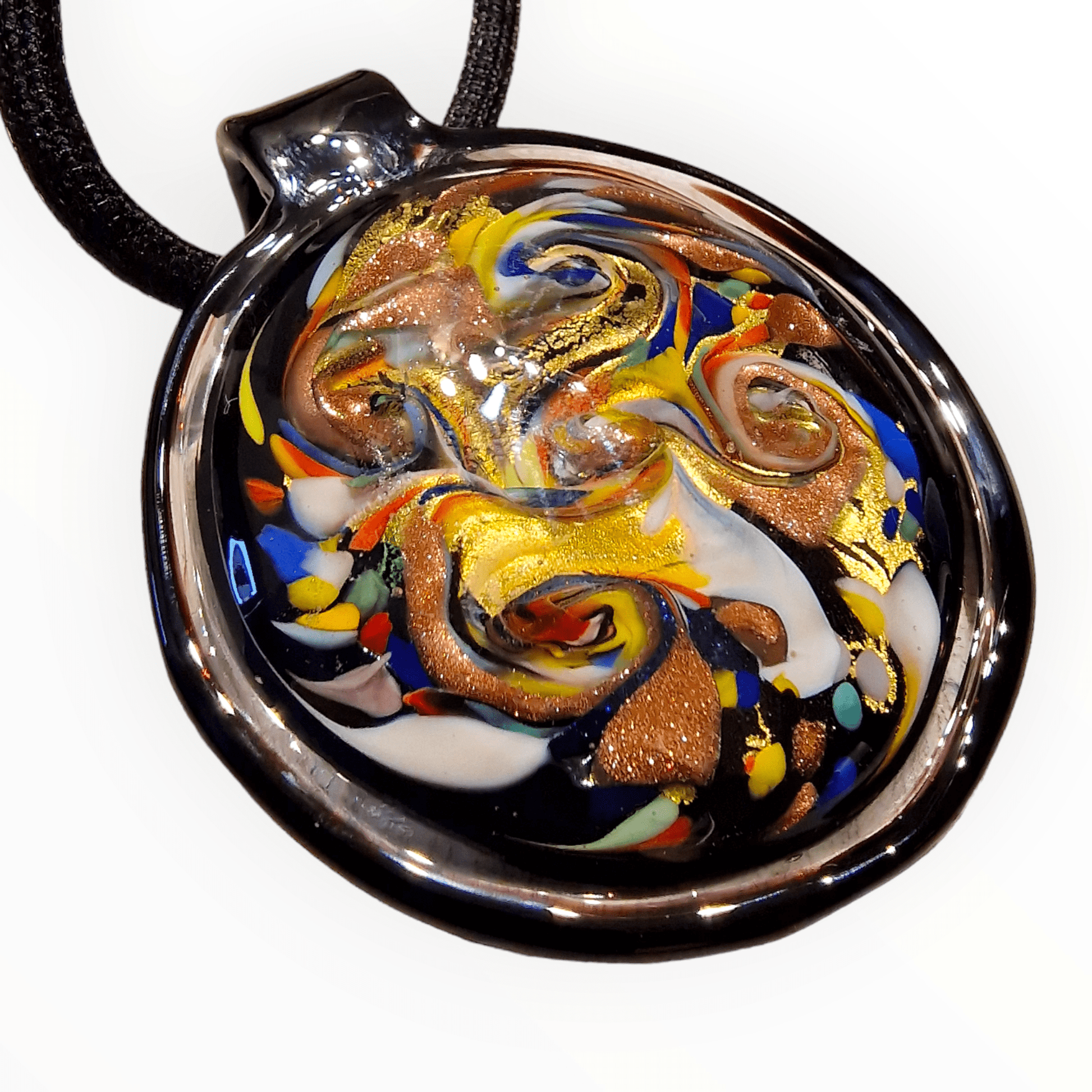 Harlequin Murano Glass Pendant - artisan Murano glass pendant detail view