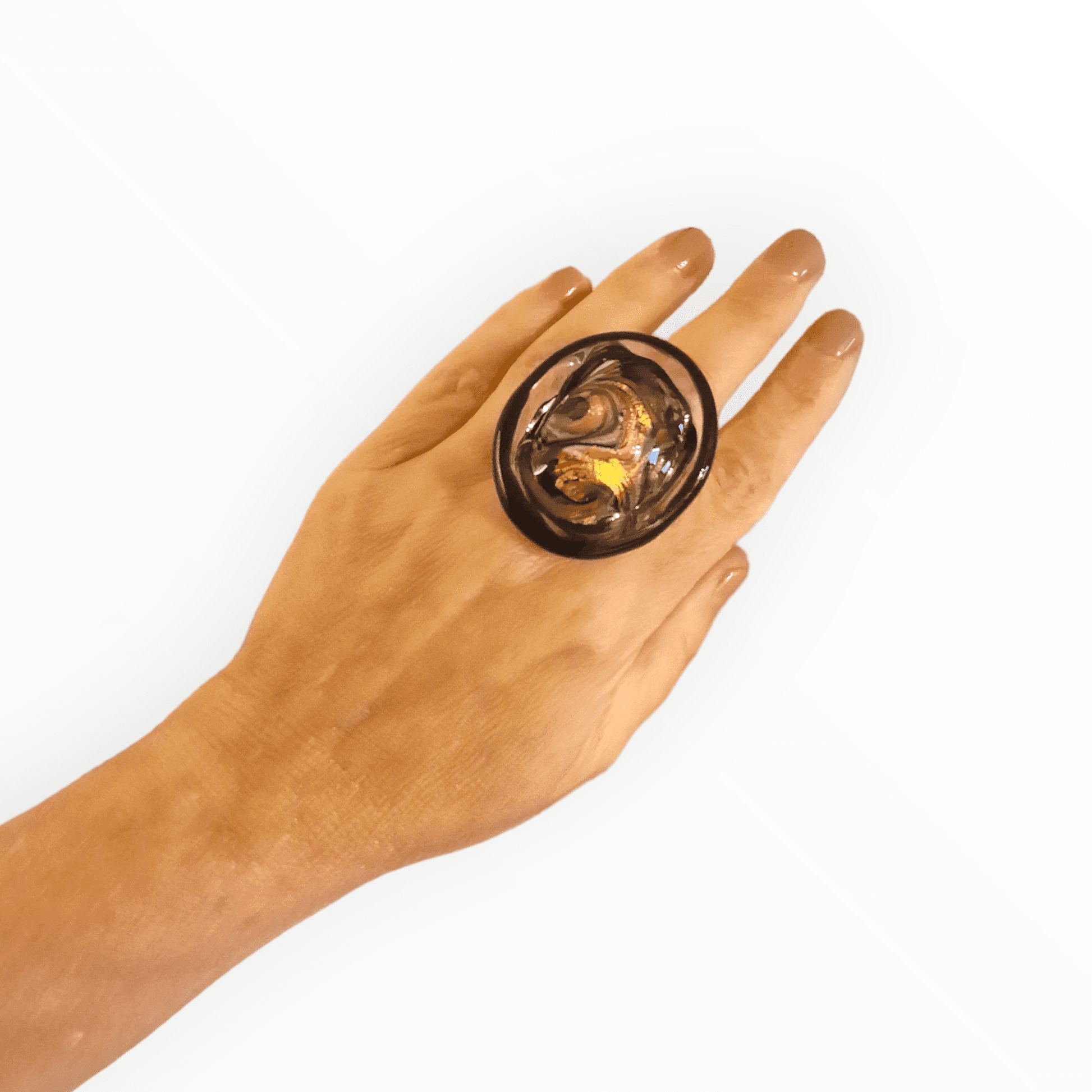Harlequin Murano Glass Ring - artisan handcrafted ring from Venice Italy