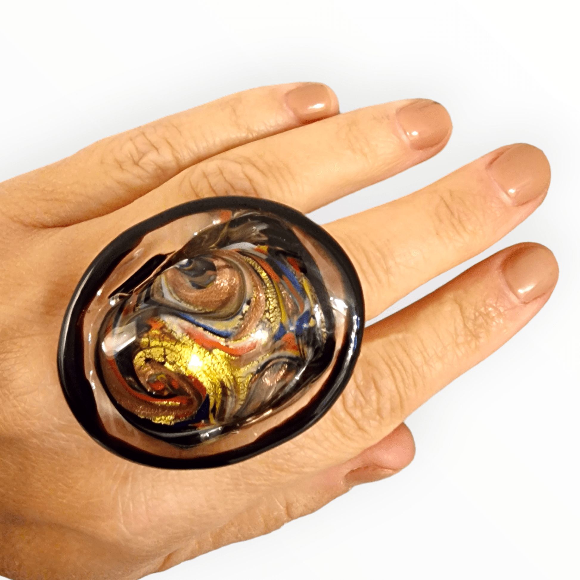 Harlequin Murano Glass Ring - luxury Murano glass ring unique piece