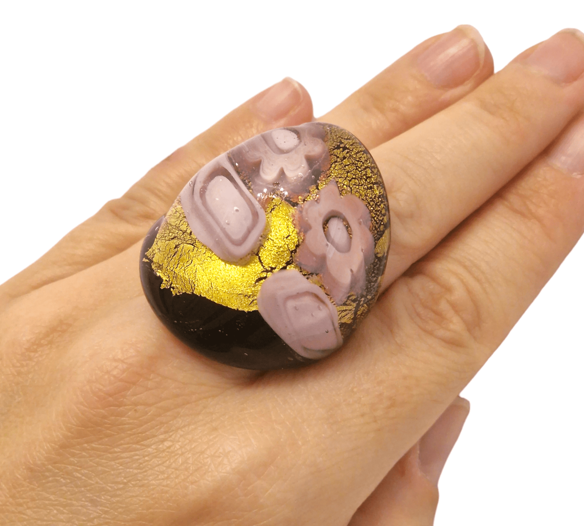 Miriam Murrine Murano Glass Ring - artisan handcrafted ring from Venice Italy