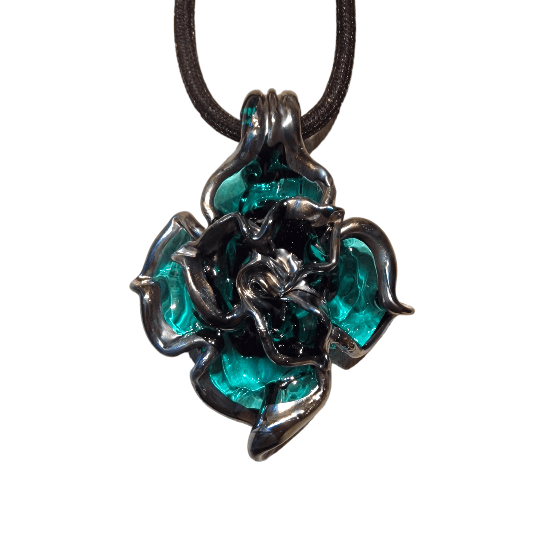 Murano Glass Rose Pendant - Italian artisan pendant Murano glass