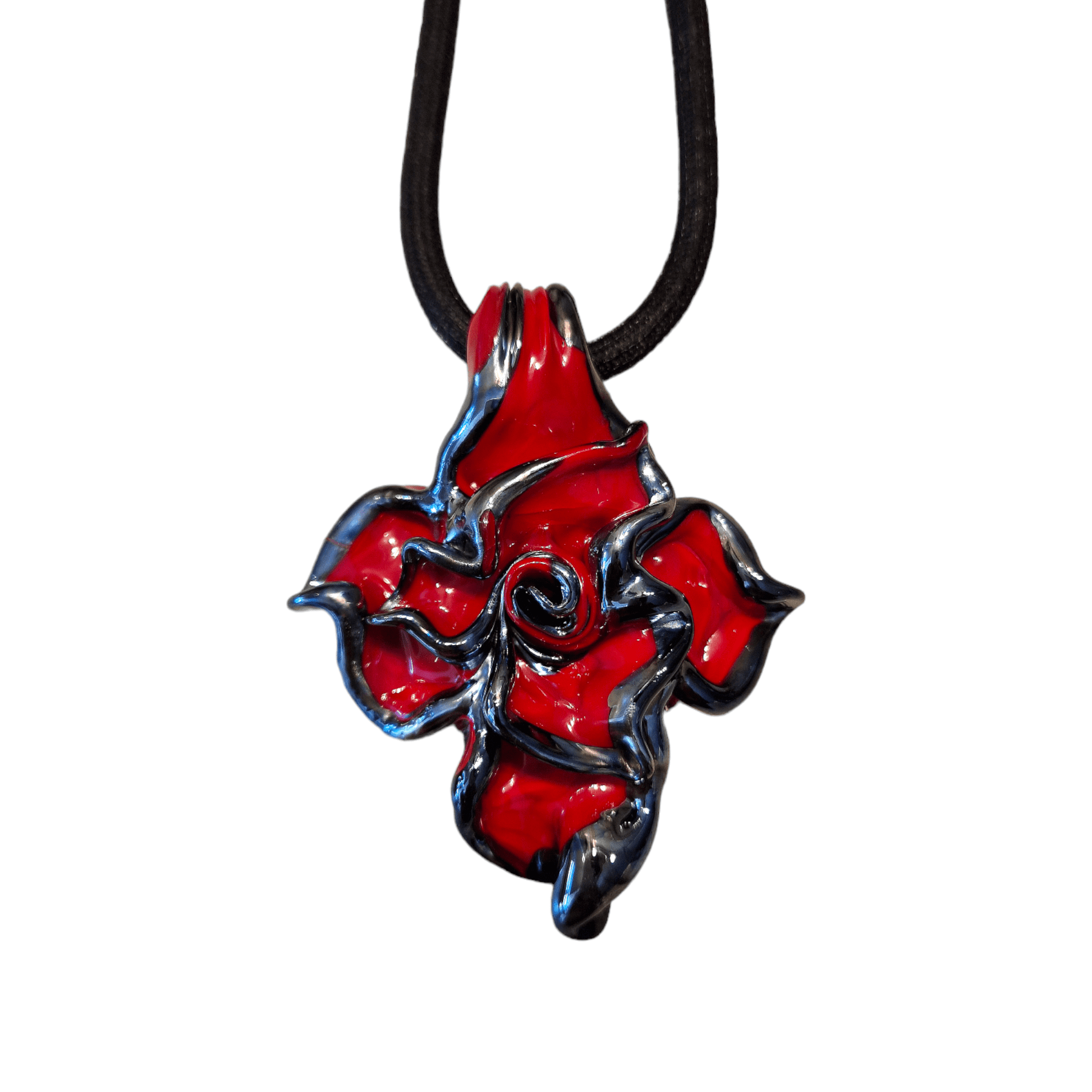 Murano Glass Rose Pendant - artisan Murano glass pendant detail view