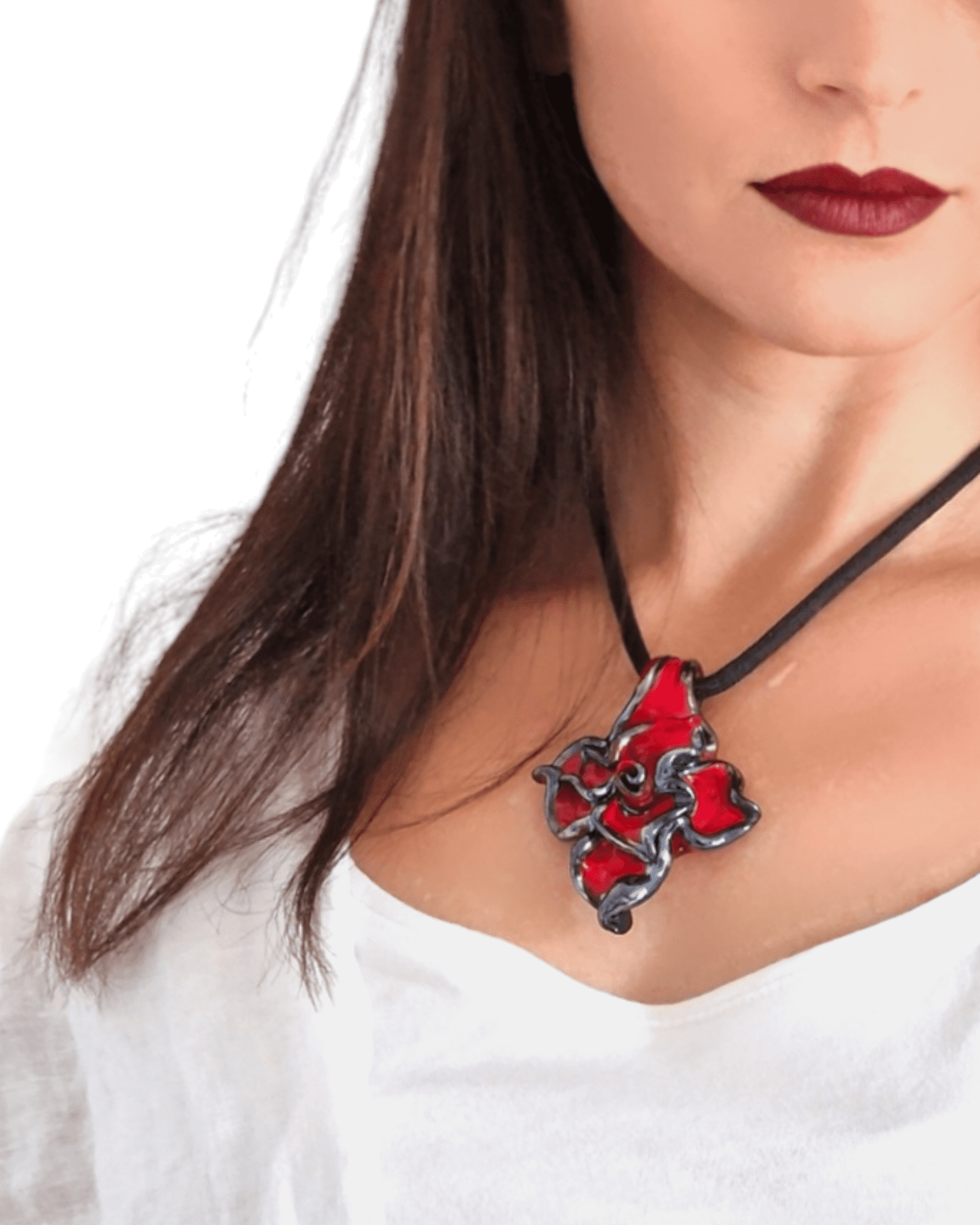 Murano Glass Rose Pendant - genuine Venetian pendant handcrafted jewelry