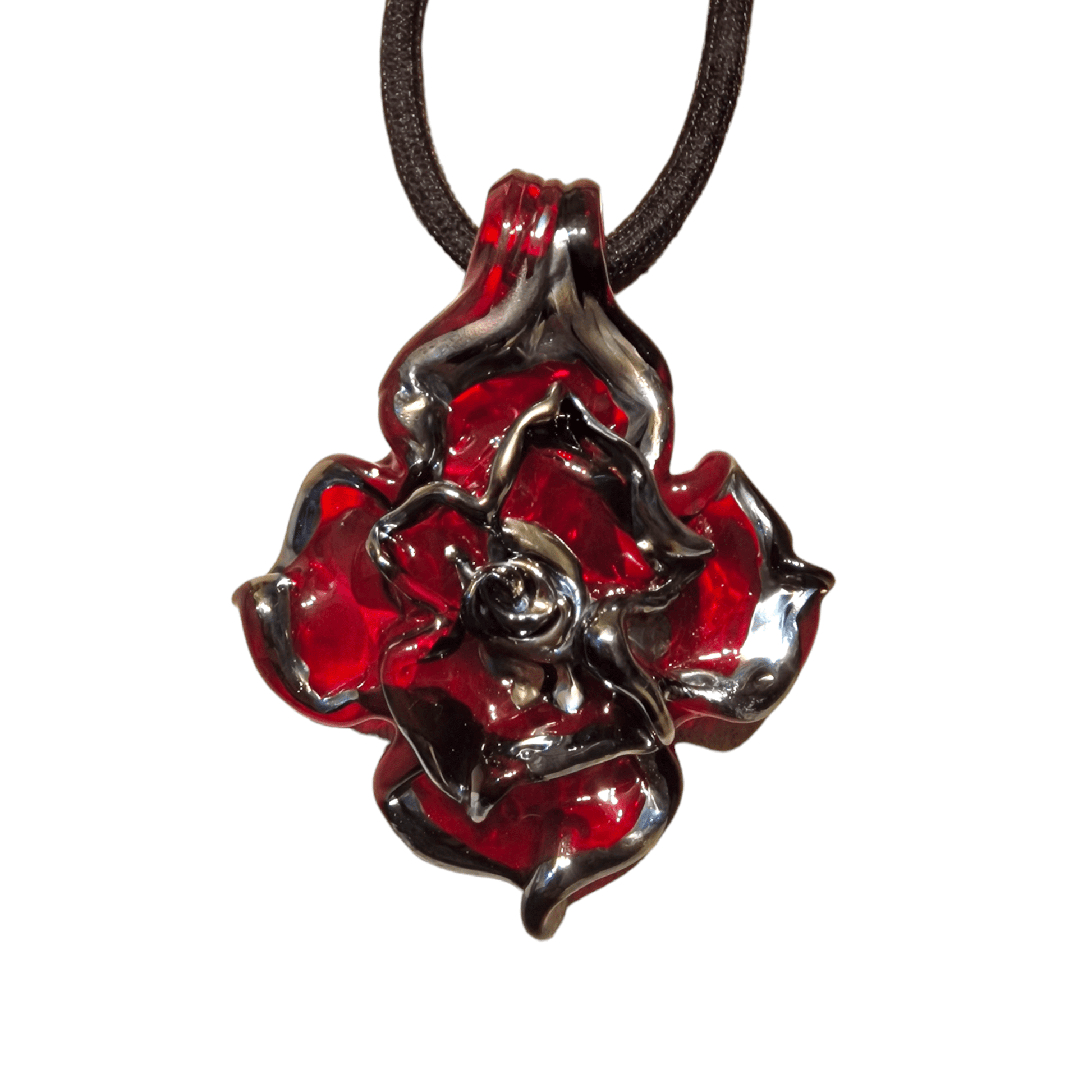 Murano Glass Rose Pendant - Murano glass pendant handmade in Venice