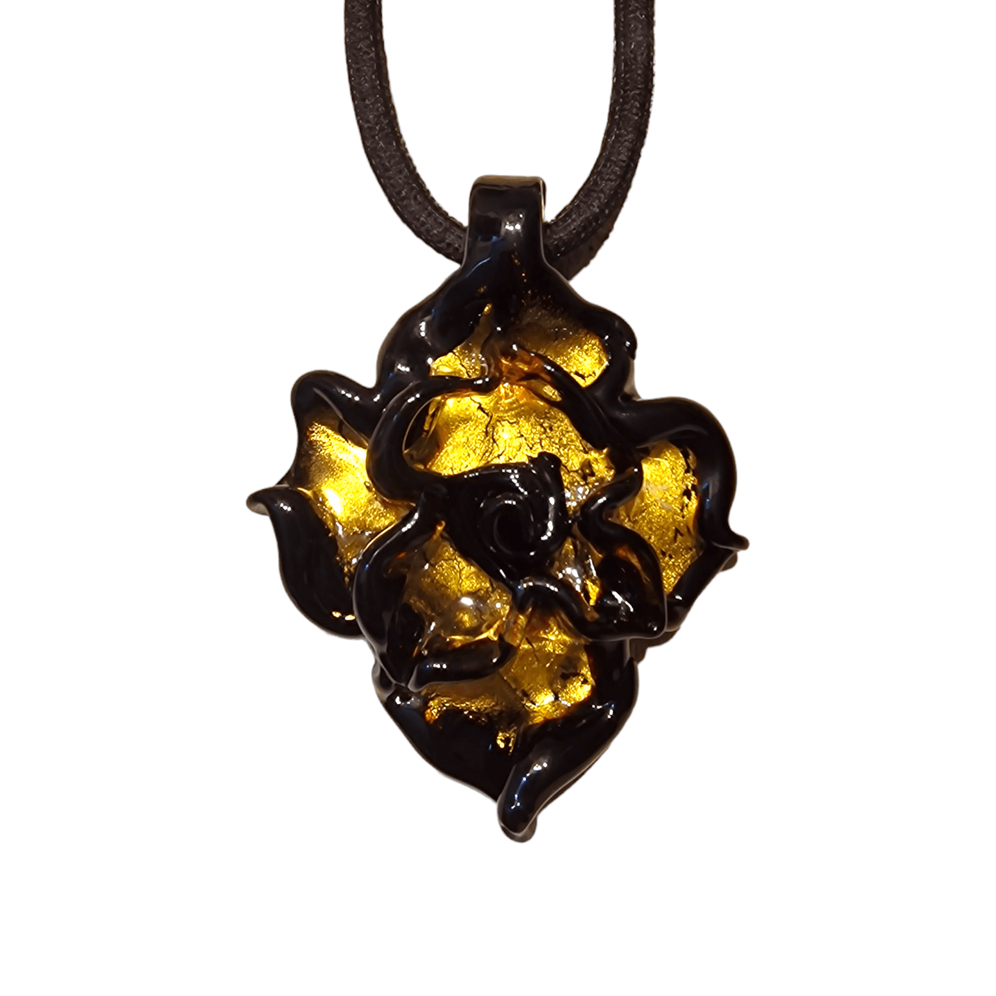 Murano Glass Rose Pendant - Venetian artisan jewelry handblown glass