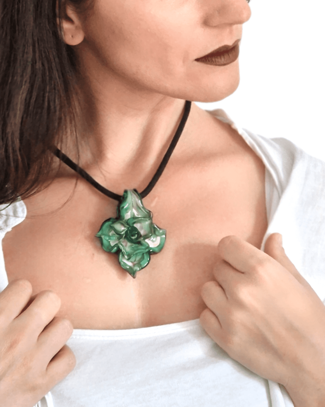 Murano Glass Rose Pendant - luxury Murano glass pendant unique piece