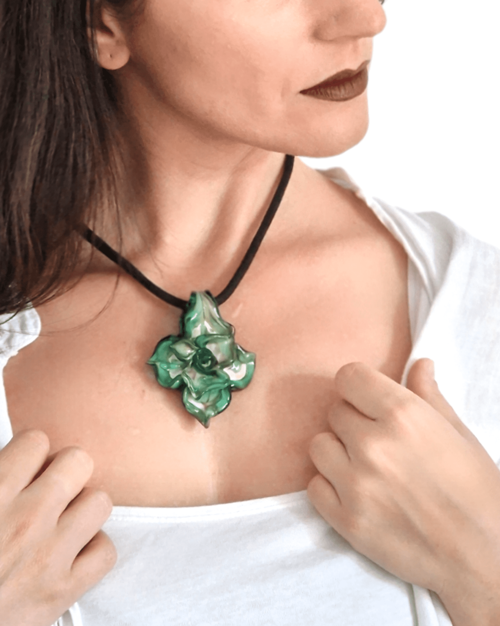 Murano Glass Rose Pendant - luxury Murano glass pendant unique piece