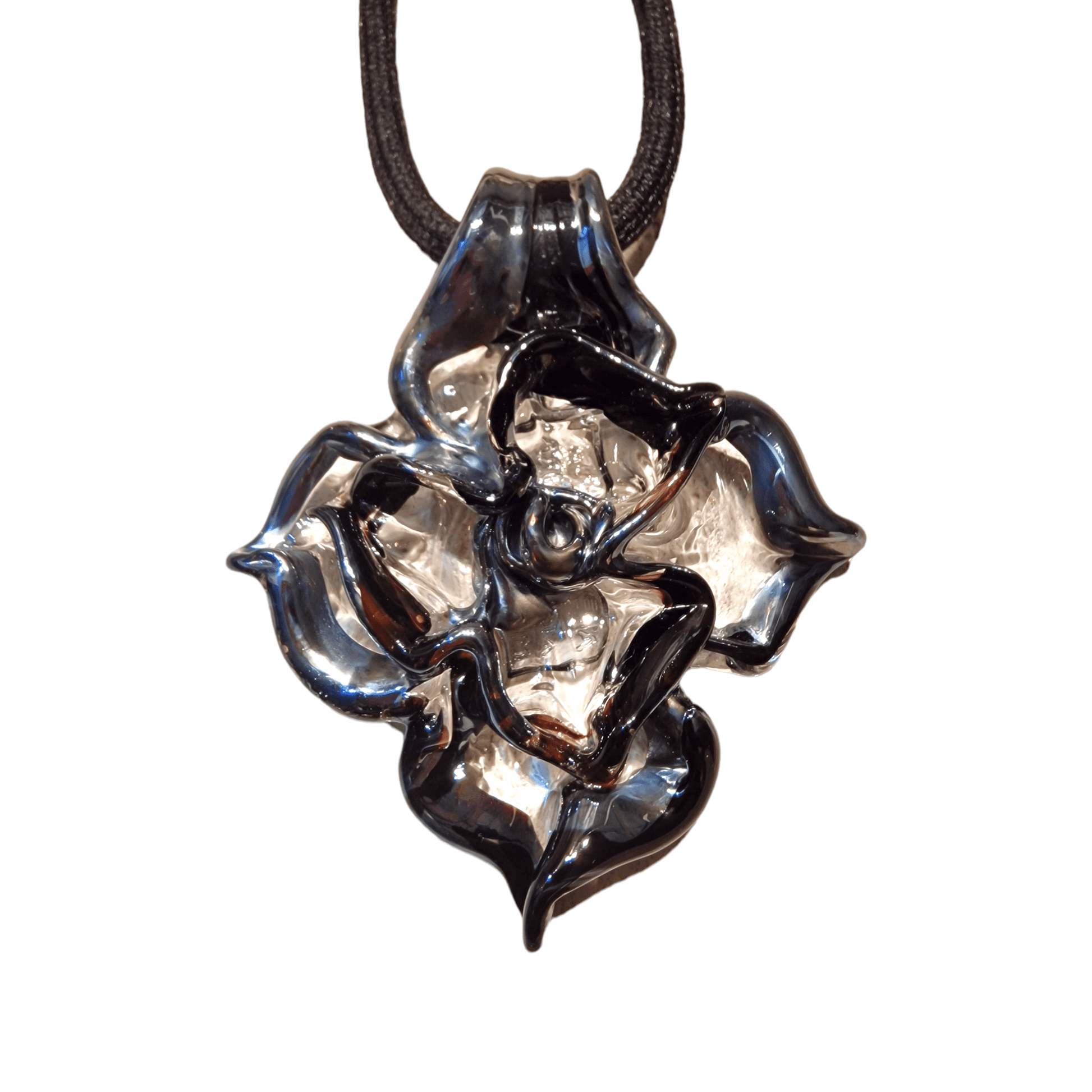 Murano Glass Rose Pendant - handblown Venice glass pendant side view