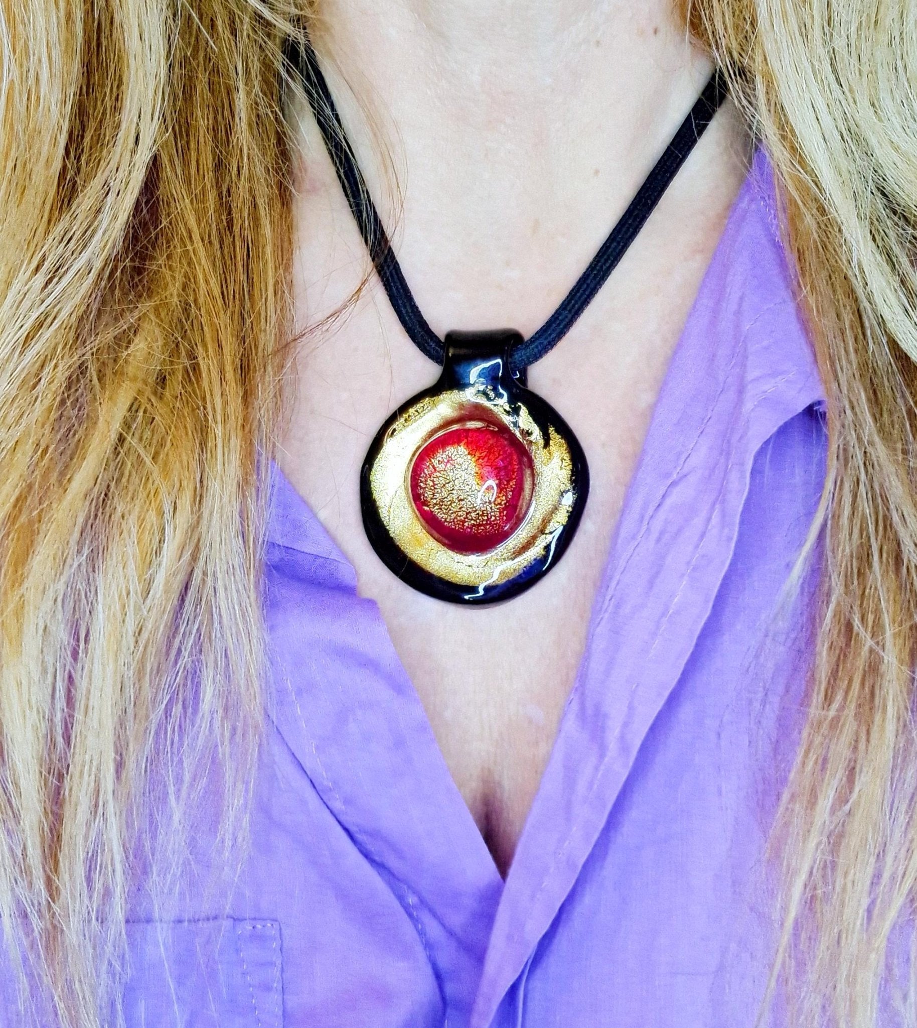 Penelope Murano Glass Pendant - artisan Murano glass pendant detail view