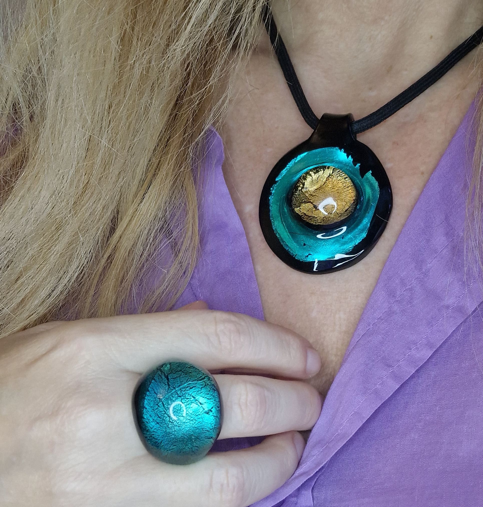 Penelope Murano Glass Ring - elegant ring handcrafted Murano glass