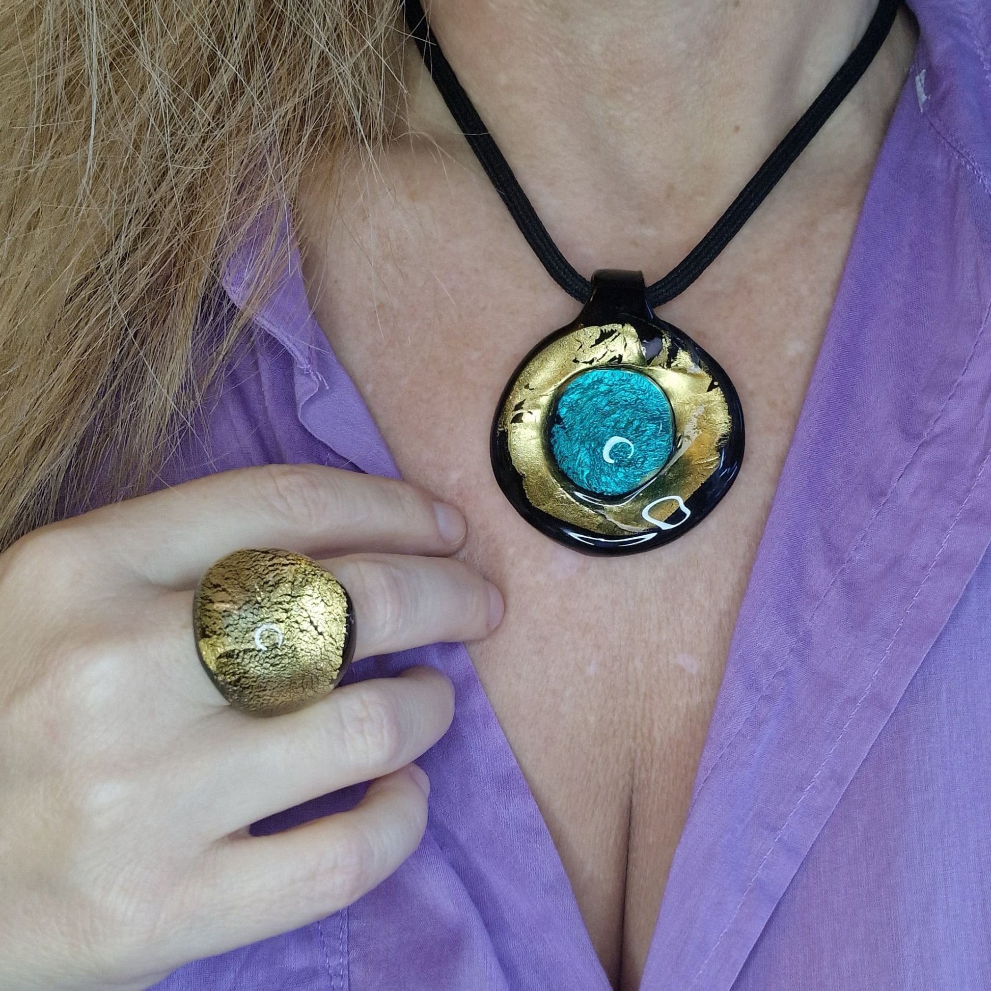 Penelope Murano Glass Ring - artisan handcrafted ring from Venice Italy
