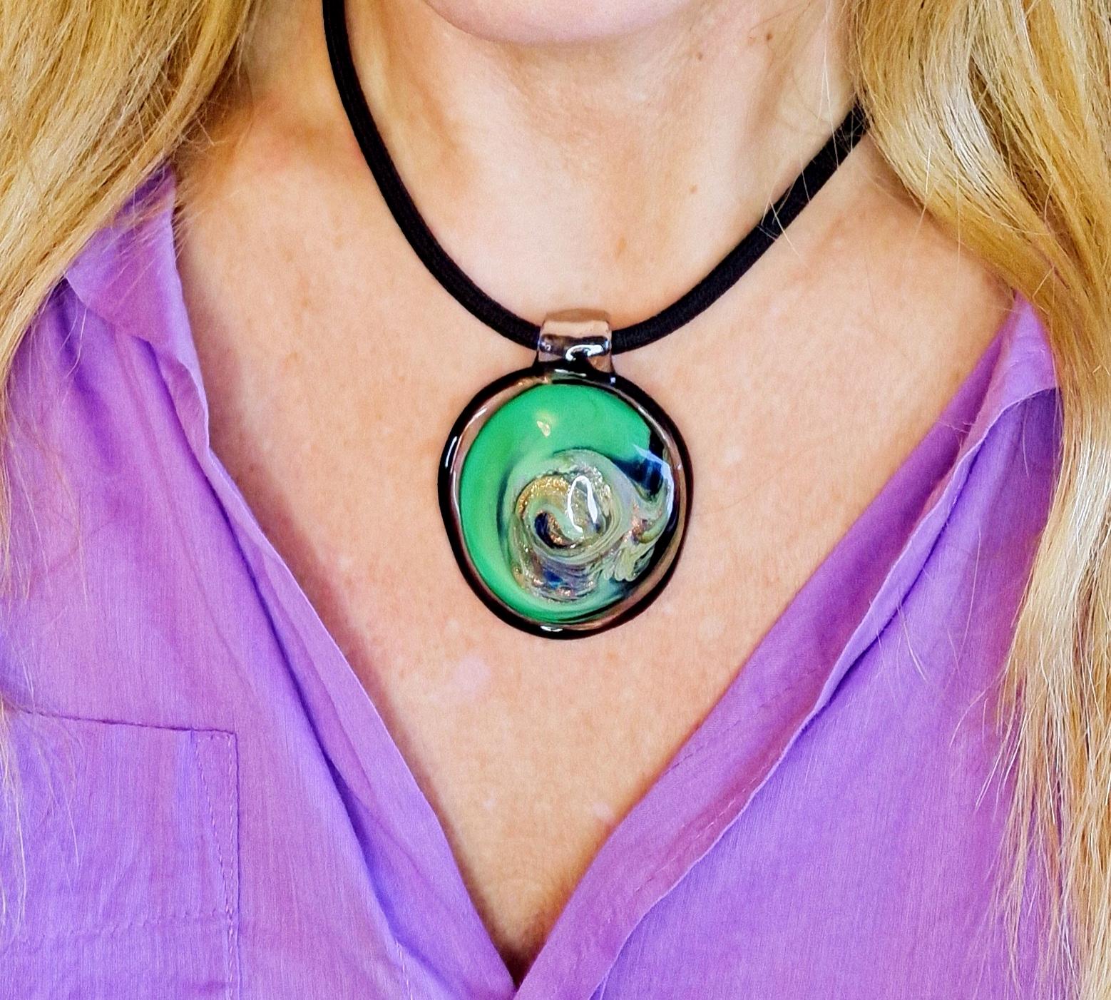 Vertigo Murano Glass Pendant - authentic Venetian glass pendant jewelry