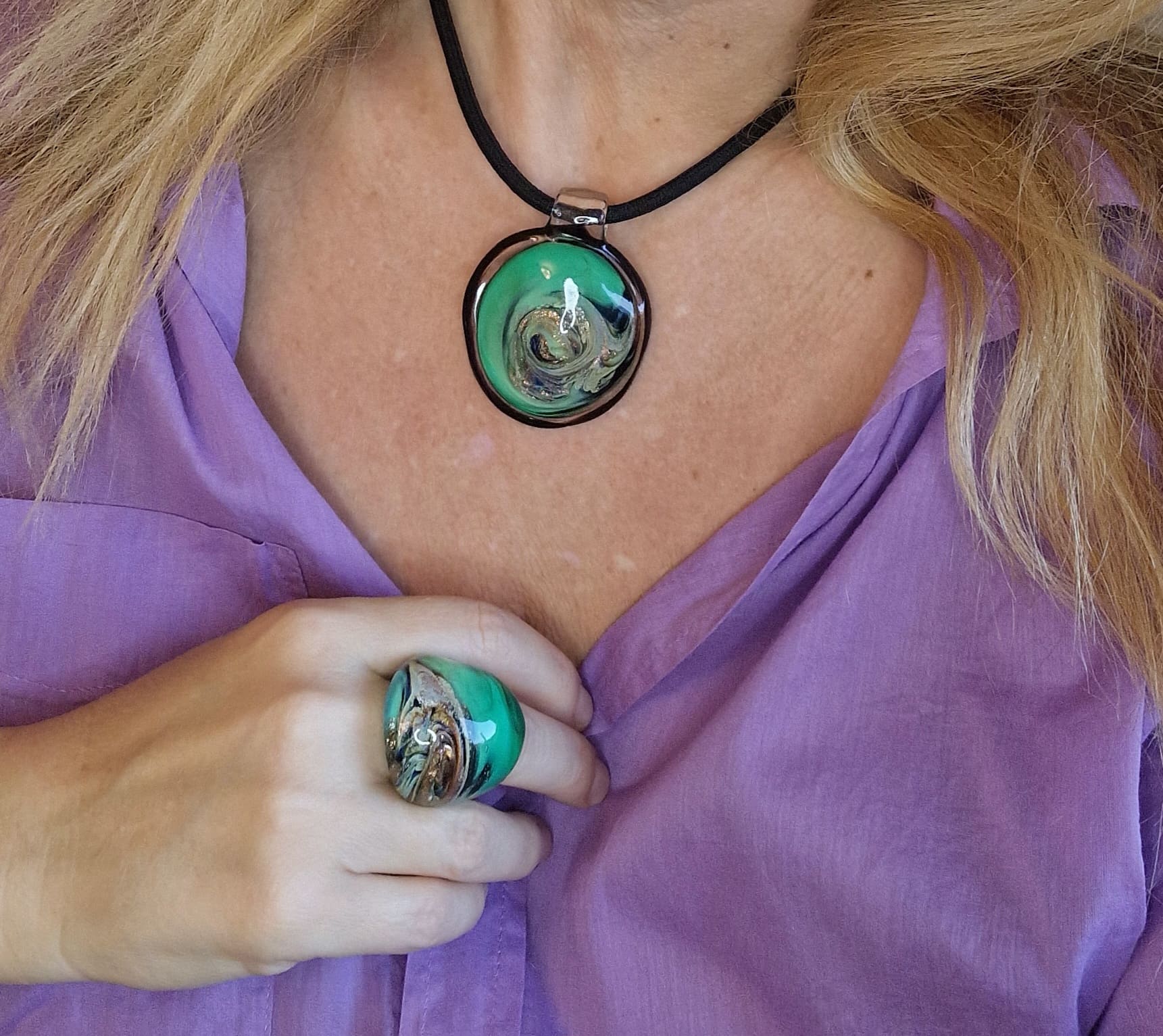 Vertigo Murano Glass Ring - genuine Venetian ring handcrafted jewelry