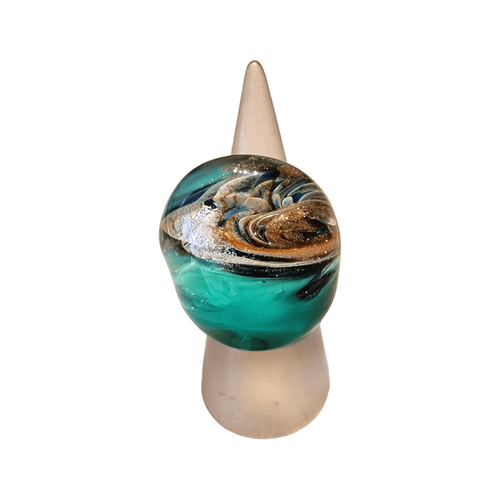 Vertigo Murano Glass Ring - artisan Murano glass ring detail view